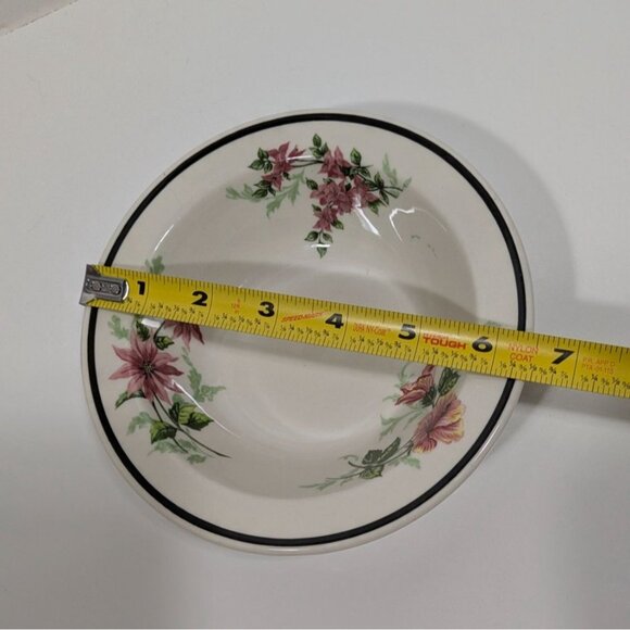 Syracuse China Floral Hibiscus Soup Bowl 6.5" White USA Ceramic Dishware Vintage - Picture 4 of 7